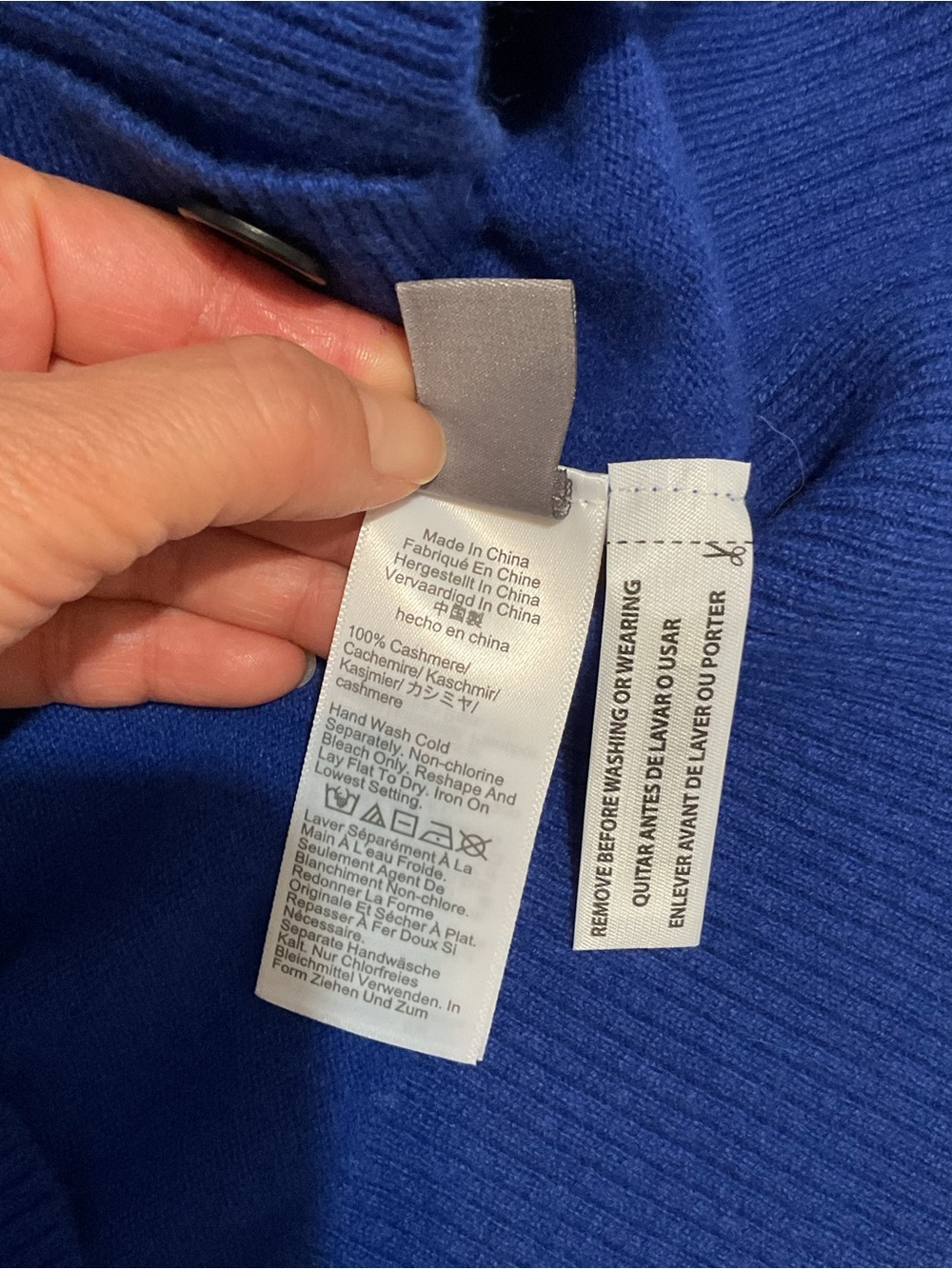 J. Crew 100% Cashmere Lightweight Luxury Cobalt Blue Cropped Cardigan Sweater M - Picture 13 of 16